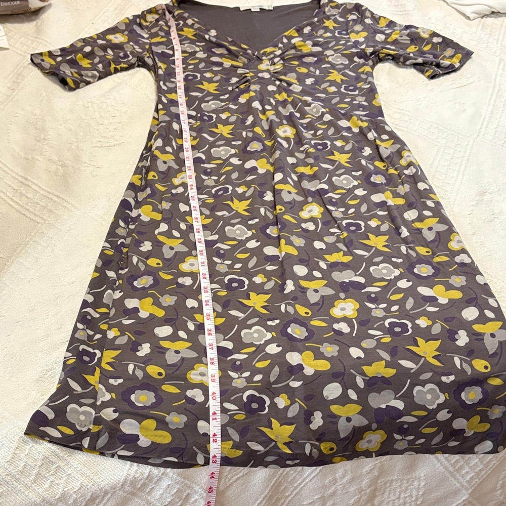 Boden Gray Dress with Purple and Yellow Accents